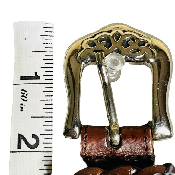 Vintage Capezio Brown Braided Western Gothic Leather Belt w/Silver Accents main image 11